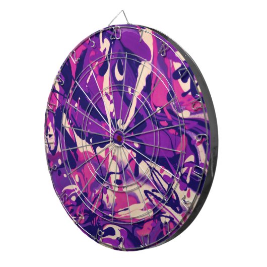 Paars, roze en wit patroon dartbord (Voorkant Rechts)