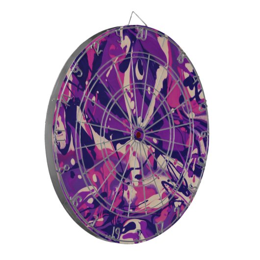 Paars, roze en wit patroon dartbord (Voorkant Links)