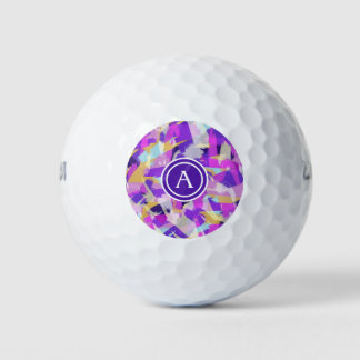 Paars roze geel blauw modern Abstract monogram Golfballen