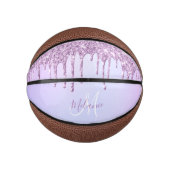 Paars Roze Glitter Sparkles personalized Girly M Basketbal (Voorkant)