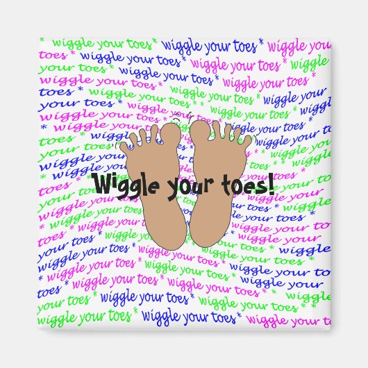 Paars roze groen script draaiend uw tenen op wit magneet (Voorkant)