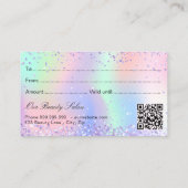 Paars roze holografisch QR-cadeaucertificaat Visitekaartje (Achterkant)