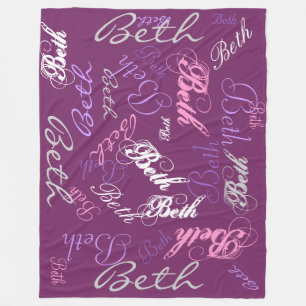 Paars, Roze, Lavendel, Dekbedovertrek Naamcollage Fleece Deken