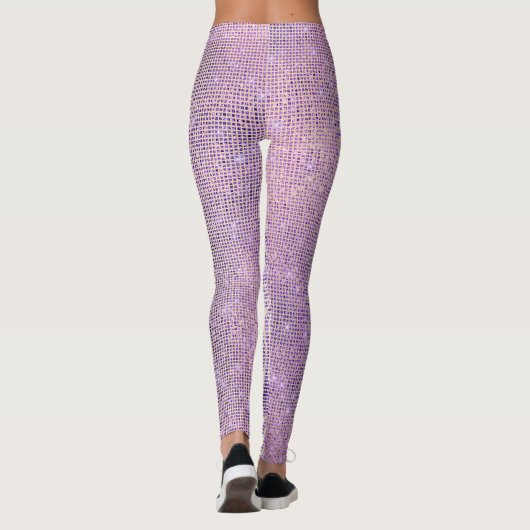 Paars roze Lila Grill Sparkly Sequin Diamond Leggings (Achterkant)
