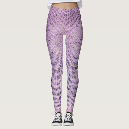 Paars roze Lila Grill Sparkly Sequin Diamond Leggings (Voorkant)
