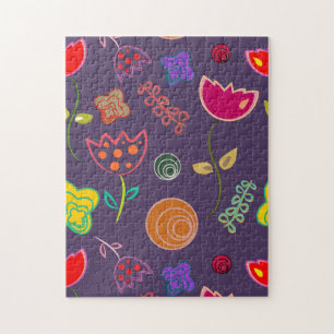 Paars roze moderne bloem legpuzzel