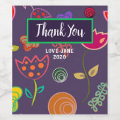 Paars roze moderne bloem wijn etiket (Enkel label)