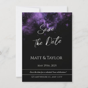 Paars & Roze Nevel Save the Date Kaart