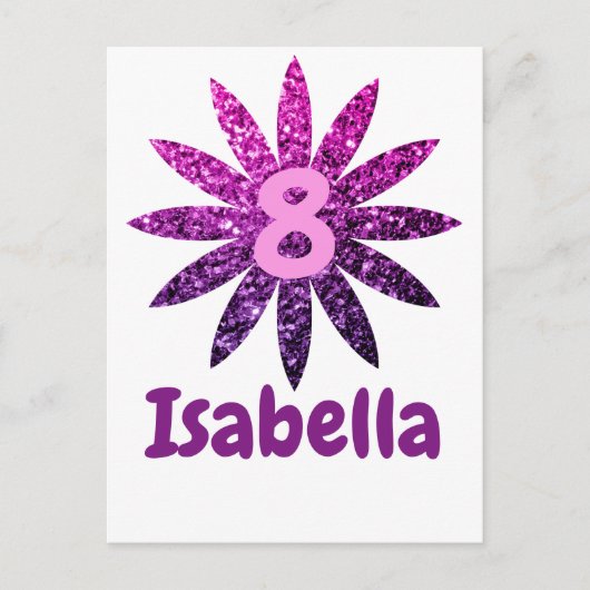 Paars Roze Ombre sparkles flower Eigen naam Briefkaart (Voorkant)