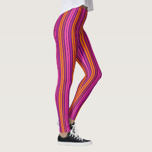 Paars Roze Oranje Verticaal Strepen Design Leggings