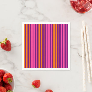 Paars Roze Oranje Verticaal Strepen Design   Servet
