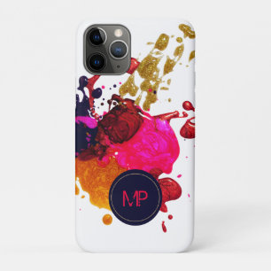 Paars roze rood nisplak monogram iPhone 11 pro hoesje