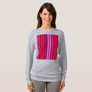 Paars Roze Rood Verticaal Strepen Design T-shirt