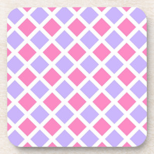 Paars Roze Ruitpatroon Bier Onderzetter