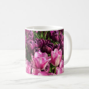 Paars & Roze Tulip Garden Bed, Oregon Koffiemok