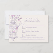 Paars & roze vogels openen kooi trouw RSVP (Achterkant)