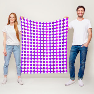 Paars Roze Witte Ruitjes Diamant Patroon Fleece Deken