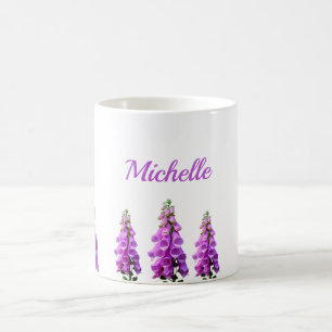 Paars roze witte wildbloemen bloemen monogram koffiemok