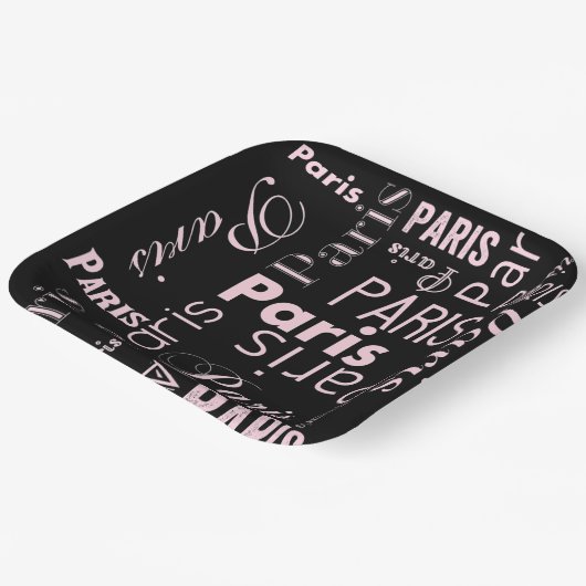 Paars roze, & zwart Parijs thema Papieren Bordje (Gebogen)