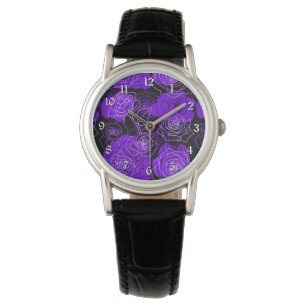 Paars Rozen Floral Wrist Watch Horloge