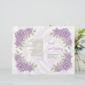  paars rozen trouwvouwprogramma (Staand voorkant)