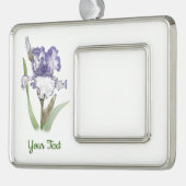 Paars Ruffled Iris Verzilverd Kader Ornament (Links)