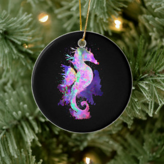 Paars ruimteseeppaard keramisch ornament