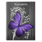 Paars Rustic Butterfly - Gepersonaliseerd Notitieb Notitieboek (Voorkant)