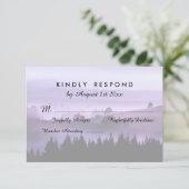 Paars Rustic Mountain Wedding RSVP Reactie Kaartje (Staand voorkant)