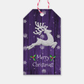 Paars Rustisch kerstrenrenrendierlijk Label Cadeaulabel (Voorkant)