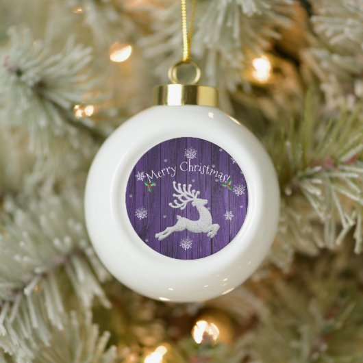 Paars Rustisch Ornament met kerstrenreningeffect (Boom)