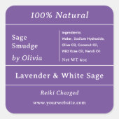 Paars | Salie Smudge ingrediëntenlabels Vierkante Sticker (Voorkant)