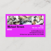 Paars Salon Decor Retro Stoel  Barbershop Visitekaartje (Achterkant)