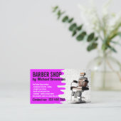 Paars Salon Decor Retro Stoel  Barbershop Visitekaartje (Staand voorkant)