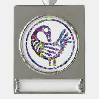 Paars Sankofa Bird Verzilverd Banner Ornament