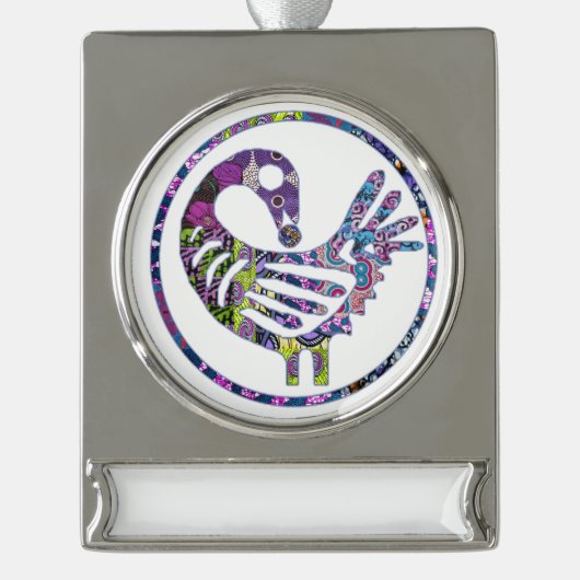 Paars Sankofa Bird Verzilverd Banner Ornament (Voorkant)