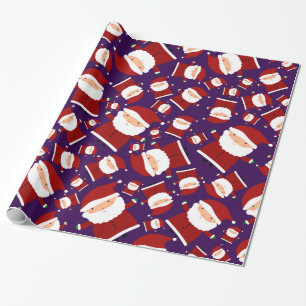Paars santa-patroon cadeaupapier