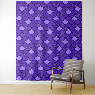 Paars schaalpatroon met glittereffect wandkleed