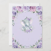 Paars Schattig Elephant Baby shower Kaart (Achterkant)