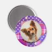 Paars Schattigee Pet Keepsake Custom Photo Magnet Magneet (Voorkant / Achterkant)