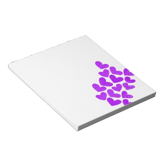 Paars schetterend hart "Ik hou van je" Notitieblok (Schuin)