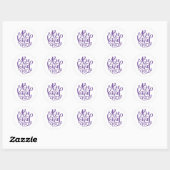 Paars script ronde sticker (Vel)