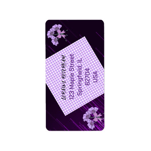 Paars Sering Bloempatroon Retouradres Sticker (Voorkant)