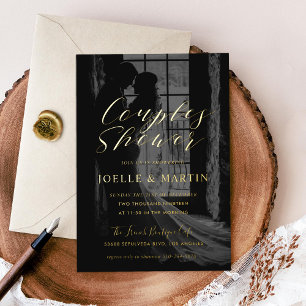 Paar's Shower Photo Engagement Party Gold Folie Uitnodiging