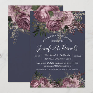 Paars Silver Floral Rozen Vrijgezellenfeest Kaart
