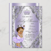 Paars Silver Princess Baby shower Kaart (Voorkant / Achterkant)