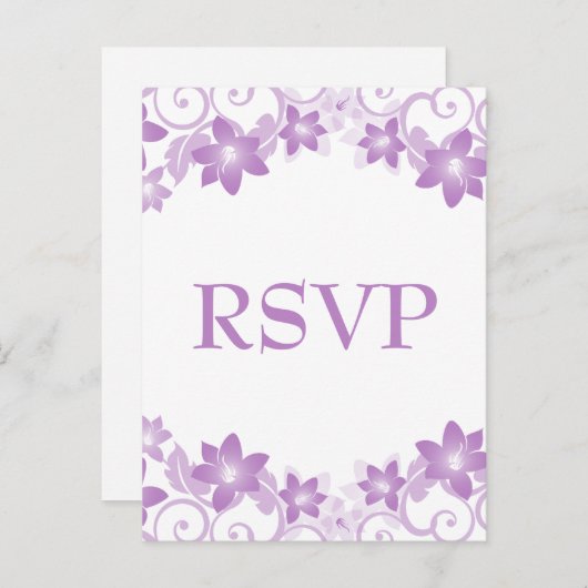 Paars Simple Floral RSVP-Briefkaart Uitnodiging Briefkaart (Voorkant / Achterkant)