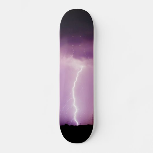 Paars Sky Lightning Storm Skateboard (Voorkant)