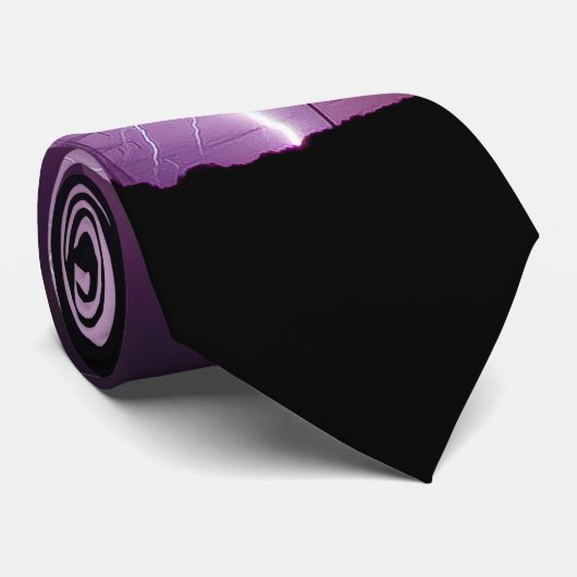 Paars Sky Lightning Storm Stropdas (Opgerold)