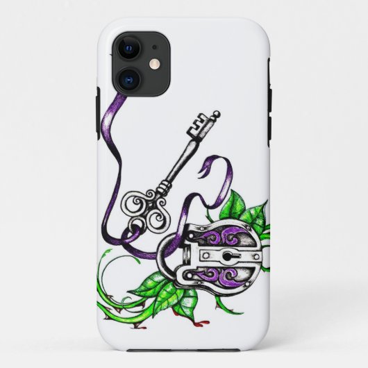 paars slot en sleutelontwerp Case-Mate iPhone case (Achterkant)